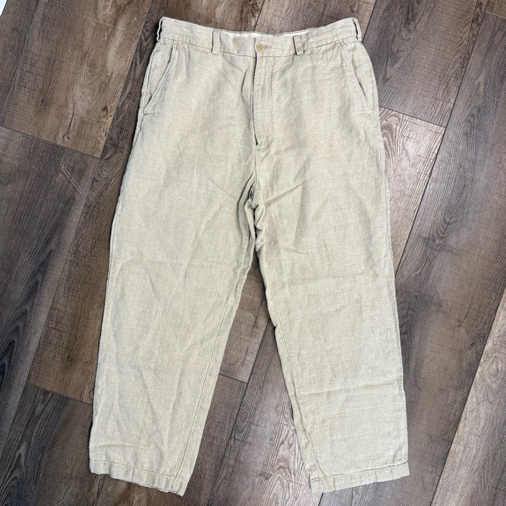 Daniel Cremieux 100% Linen Pants Beige Vence Resort Summer 35 Waist